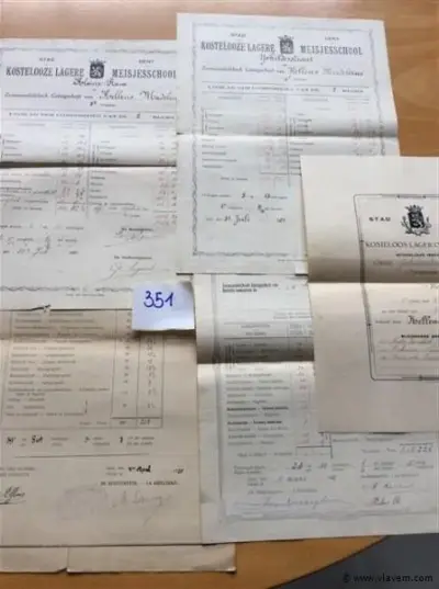 Oude schoolrapporten j'20 – kavel bij Vlavem