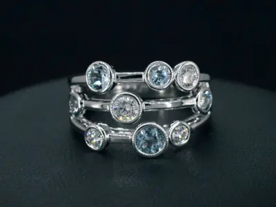 Witgouden design ring met aquamarijn en diamant – kavel bij Onlineveilingmeester
