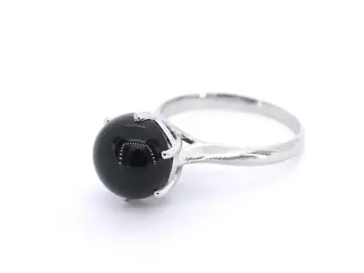 Hoge gehalte zilveren sterling ring met natuurlijke Onix - juwelierskwaliteit – kavel bij Onlineveilingmeester