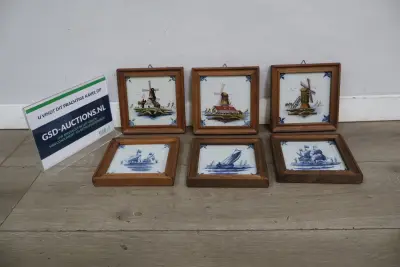 Set van 6 Antieke Delfts Blauwe Tegels – kavel bij GSD Auctions, Zoeterwoude