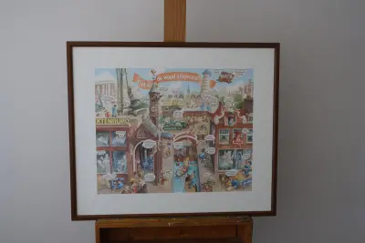 Ingelijste illustratie 'dat kan de waal allemaal!' – kavel bij GSD Auctions, Zoeterwoude