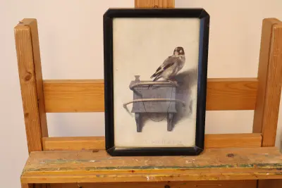 Ingelijste schilderij van een Europese goudvink – kavel bij GSD Auctions, Zoeterwoude