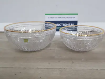 Set van 2 Kristallen Marquis kommen met gouden rand – kavel bij GSD Auctions, Zoeterwoude