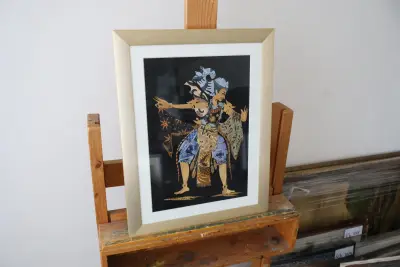 Ingelijst Batik kunstwerk – kavel bij GSD Auctions, Zoeterwoude