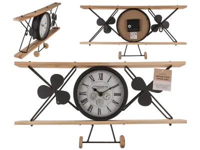 Vliegtuigklok, vintage look, gemaakt van zwart materiaal – kavel bij GSD Auctions, Zoeterwoude