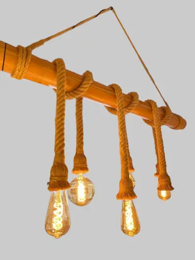 Bamboe hanglamp met dikke touw in doos(nieuwe in doos) – kavel bij GSD Auctions, Zoeterwoude