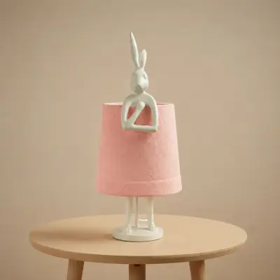 Tafellamp konijn witte met roze 68cm (nieuwe product) – kavel bij GSD Auctions, Zoeterwoude