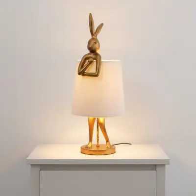 Tafellamp konijn goud met wit 68cm (nieuwe product) – kavel bij GSD Auctions, Zoeterwoude