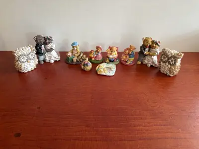 Bruid beren en 2 schelpen uilen – kavel bij GSD Auctions, Zoeterwoude