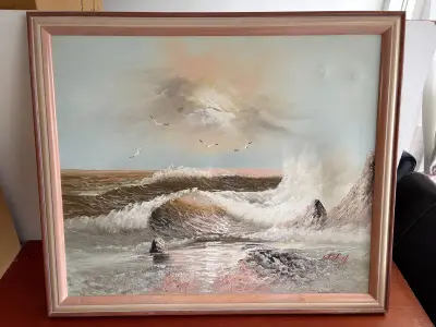 Olieverf schilderij uitzicht aan zee – kavel bij GSD Auctions, Zoeterwoude