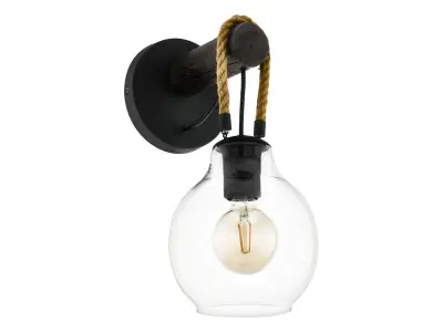 Wandlamp 35 cm, EGLO, roding, zwart/bruin – kavel bij Onlineveilingmeester