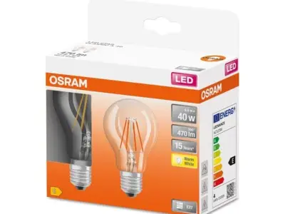5x LED lamp E27 filament 4W - 2 stuks OSRAM, classic a 40, helder – kavel bij Onlineveilingmeester