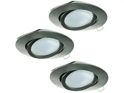 Inbouwspot LED Ø80mm set van 3 EGLO, tedo, nikkel-mat – kavel bij Onlineveilingmeester