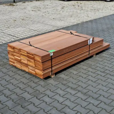 Partij vlonder/gevel planken, Tropisch hardhout | 21x185 mm – kavel bij Onlineveilingmeester, Raalte