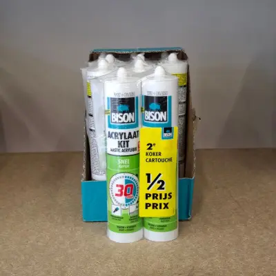 Ca. 12x Acrylaat kit, Bison, 300 ml, Wit – kavel bij Onlineveilingmeester, Raalte