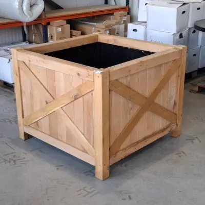 Bloembak, Massief eiken | 120x120x95 cm – kavel bij Onlineveilingmeester, Raalte