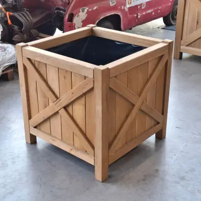 2x Bloembak, Massief eiken | 80x80x80 cm – kavel bij Onlineveilingmeester, Raalte