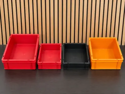 Transport-/magazijnbakken – 4 stuks – diverse maten – kavel bij XL Auctions