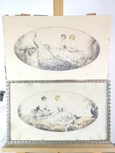 Schitterende pendanten Art Déco Drogenaaldetsen – E. Naudy (Edouard Renaudin, 1890-1980) – ca. 1920/1930 – kavel bij De Kringwinkel, Heverlee