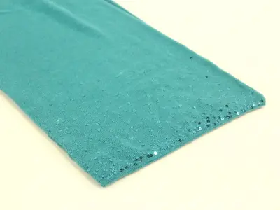 Damart sjaal met subtiele pailletten aan de uiteindes - turquoise – kavel bij De Kringwinkel, Antwerpen