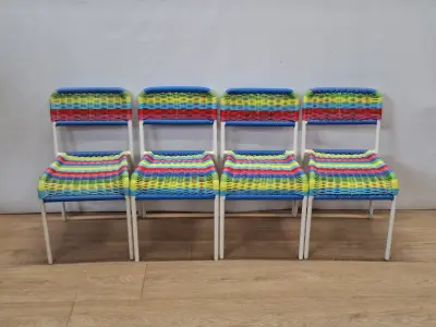 Vintage IKEA FÄRGGLAD kinderstoelen - set van vier - Maria Vinka (Jaren '90) – kavel bij De Kringwinkel, Gent