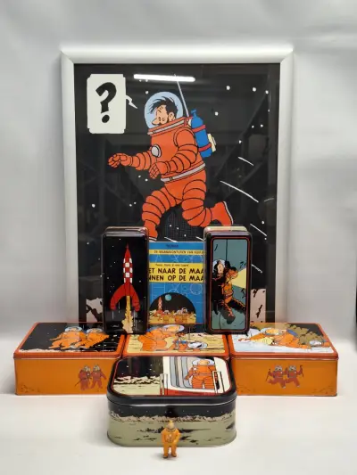 9-delige set gebaseerd op de strips van Kuifje "Raket naar de maan"(1953) en "Mannen op de maan"(1954) - Hergé/Moulinsart – kavel bij De Kringwinkel, Gent
