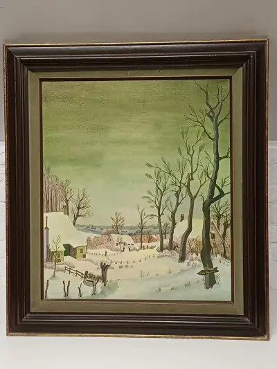 Schilderij sneeuwlandschap - F. Van Muylem – kavel bij De Kringwinkel, Herzele