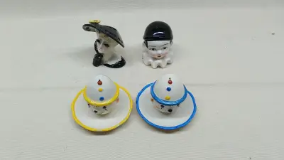 Vintage set van 3 eierdopjes en Napco hoofdvaas – kavel bij De Kringwinkel, Zottegem
