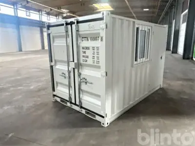 Lager-/Bürocontainer mit Fenster und Seitentür (Fensterrahmen beschädigt) – kavel bij Blinto, Hamminkeln