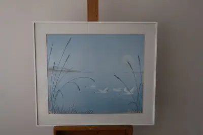 Artprint van zwanen en riet'' – kavel bij GSD Auctions, Zoeterwoude