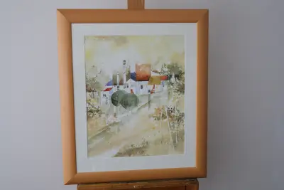 Aquarel landschap schilderij in houten lijst'' – kavel bij GSD Auctions, Zoeterwoude
