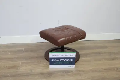 Vintage Bruin Leren Voetenbankje'' – kavel bij GSD Auctions, Zoeterwoude