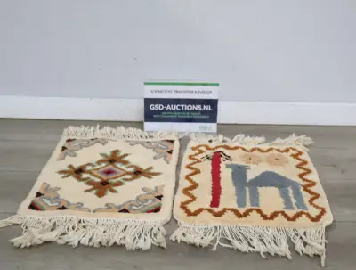 Set van 2 kleine wollen tapijtjes met franjes'' – kavel bij GSD Auctions, Zoeterwoude