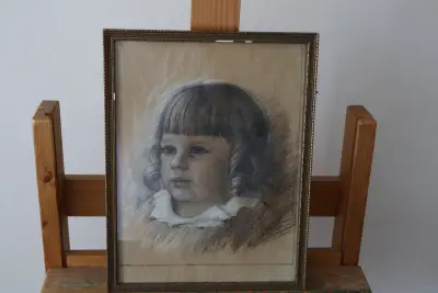 Tekening van kind in lijst'' – kavel bij GSD Auctions, Zoeterwoude