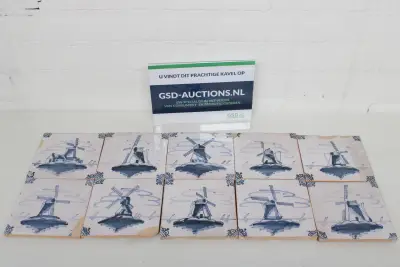 Set van 10 handgeschilderde Delftsblauwe Wandtegels – kavel bij GSD Auctions, Zoeterwoude