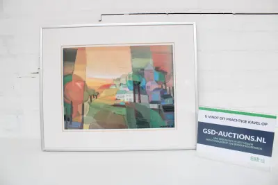 Ingelijste abstracte landschap – kavel bij GSD Auctions, Zoeterwoude