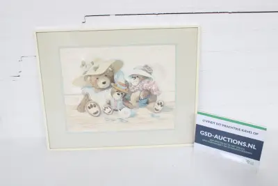 Ingelijste prent met teddyberen – kavel bij GSD Auctions, Zoeterwoude