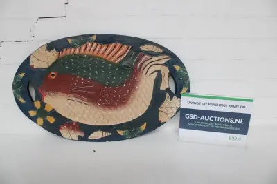 Handgeschilderde dienblad met vissenmotief – kavel bij GSD Auctions, Zoeterwoude