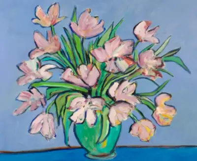 Acryl op doek, Maya Wildevuur, Bloemen, 2001 – kavel bij Onlineveilingmeester, Groningen