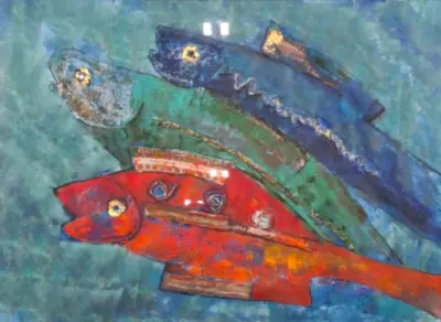 Collage, Maya Wildevuur, Vissen – kavel bij Onlineveilingmeester, Groningen