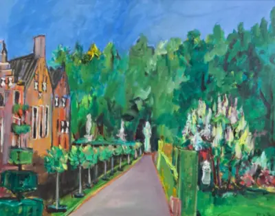 Acryl op doek, Maya Wildevuur, Menkemaborg, 2001 – kavel bij Onlineveilingmeester, Groningen