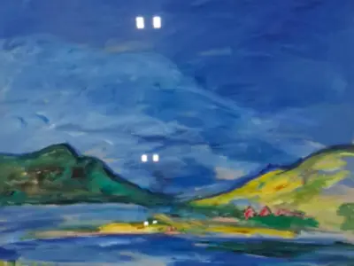 Acryl op papier, Maya Wildevuur, Noorwegen, 1990 – kavel bij Onlineveilingmeester, Groningen