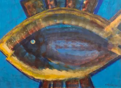 Acryl op doek, Maya Wildevuur, Vis – kavel bij Onlineveilingmeester, Groningen