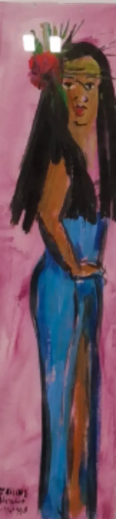 Acryl op papier, Maya Wildevuur, Vrouw Taniti, 1990 – kavel bij Onlineveilingmeester, Groningen