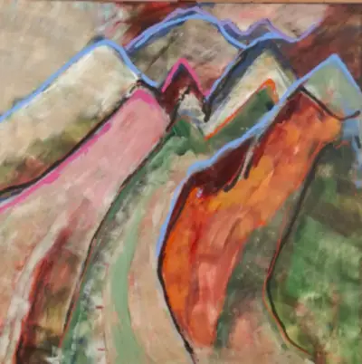 Acryl op doek, Maya Wildevuur, Abstract / Landschap, 1998 – kavel bij Onlineveilingmeester, Groningen