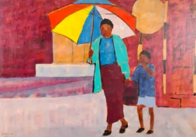 Acryl op doek, Maya Wildevuur, Zuid-Afrika, 1993 – kavel bij Onlineveilingmeester, Groningen