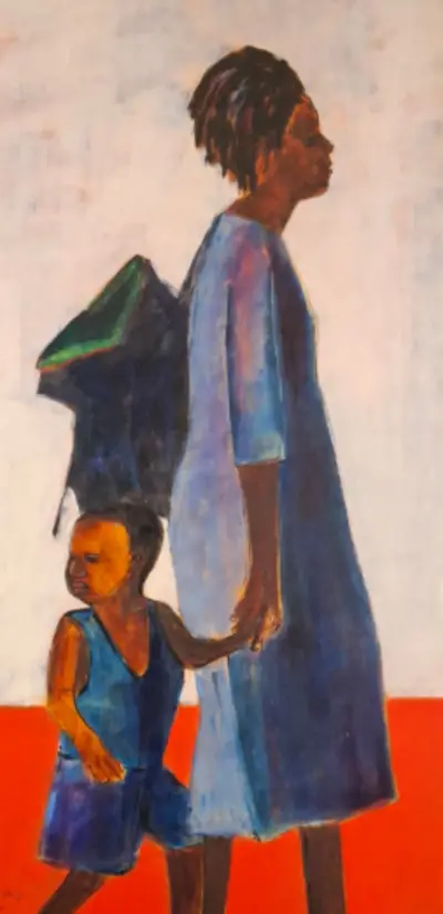 Acryl op doek, Maya Wildevuur, Moeder en kind, 1999 – kavel bij Onlineveilingmeester, Groningen