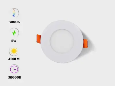 50x 50 x LED Paneel – Rond Inbouw – 5W – 3000K Warm Wit – IP20 – kavel bij XL Auctions