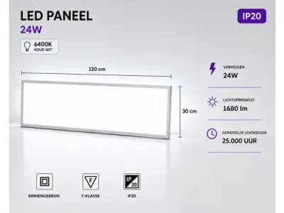 16x 16 x LED Paneel 36W – 6400K – 1195x295mm – IP20 – ZODIAC-36 – kavel bij XL Auctions