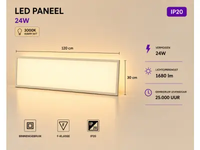 40x 40 x LED Paneel 36W – 3000K – 1195x295mm – IP20 – ZODIAC-36 – kavel bij XL Auctions